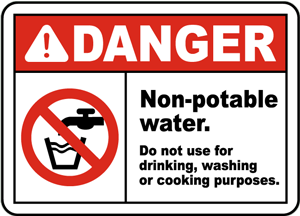 non-potable water warning sign