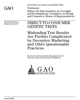 GAO Direct Genetic Tests - report